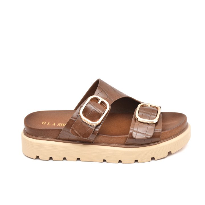 Mules Plateformes Effet Croco