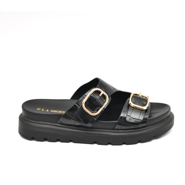 Mules Plateformes Effet Croco