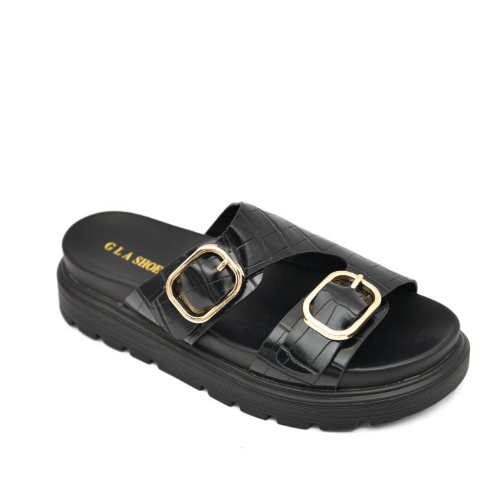 Mules Plateformes Effet Croco