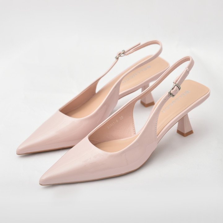 Escarpin slingback élégant à bout pointu et talon moyen
