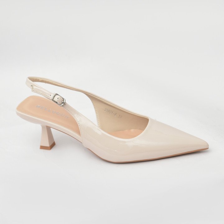 Escarpin slingback élégant à bout pointu et talon moyen