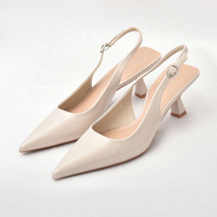 Escarpin slingback élégant à bout pointu et talon moyen