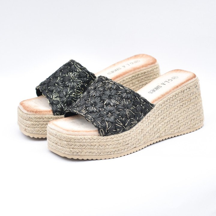 Mule Compensée Tressée Élégance