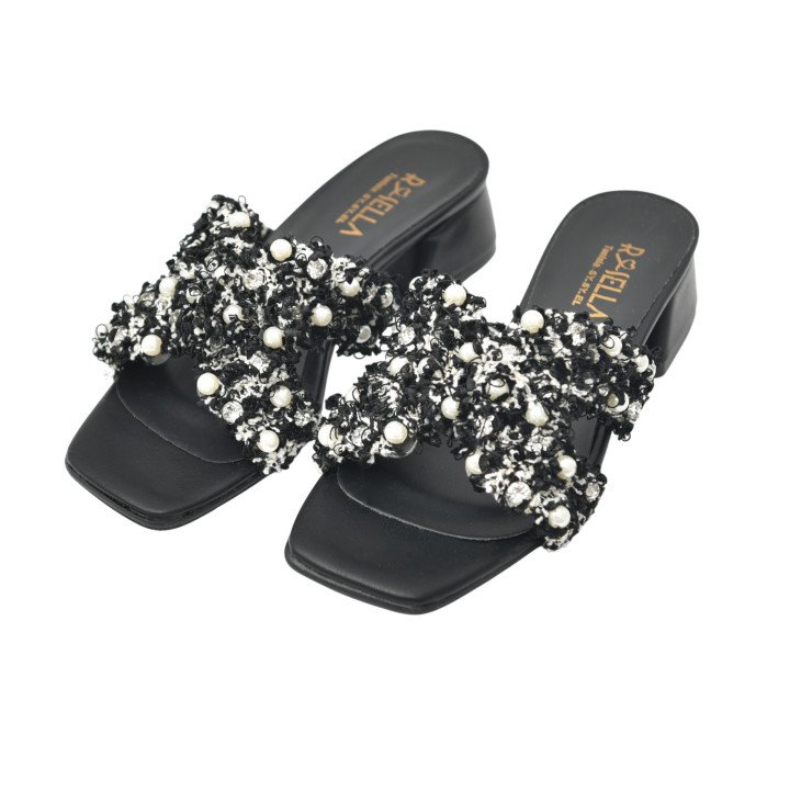 Mule à Talon avec Brides Texturées