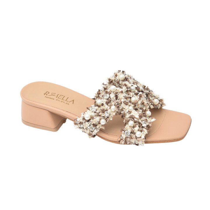 Mule à Talon avec Brides Texturées