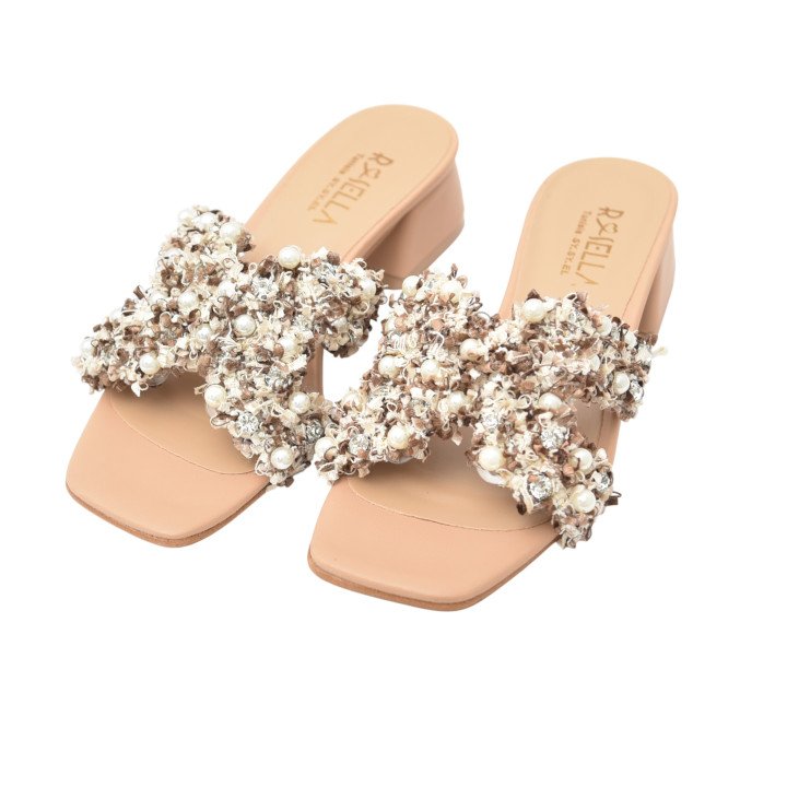 Mule à Talon avec Brides Texturées