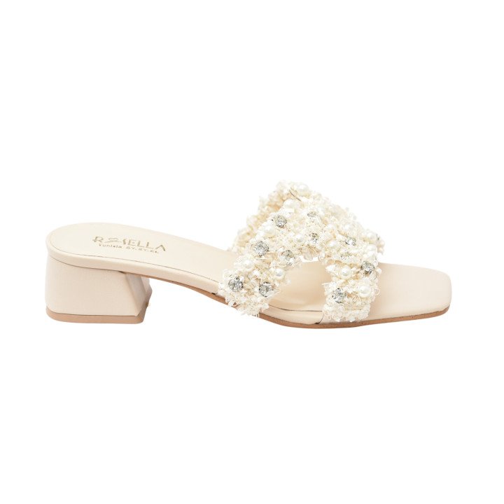 Mule à Talon avec Brides Texturées