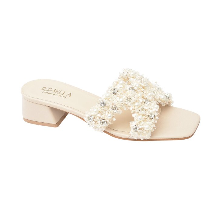 Mule à Talon avec Brides Texturées