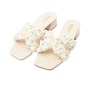 Mule à Talon avec Brides Texturées