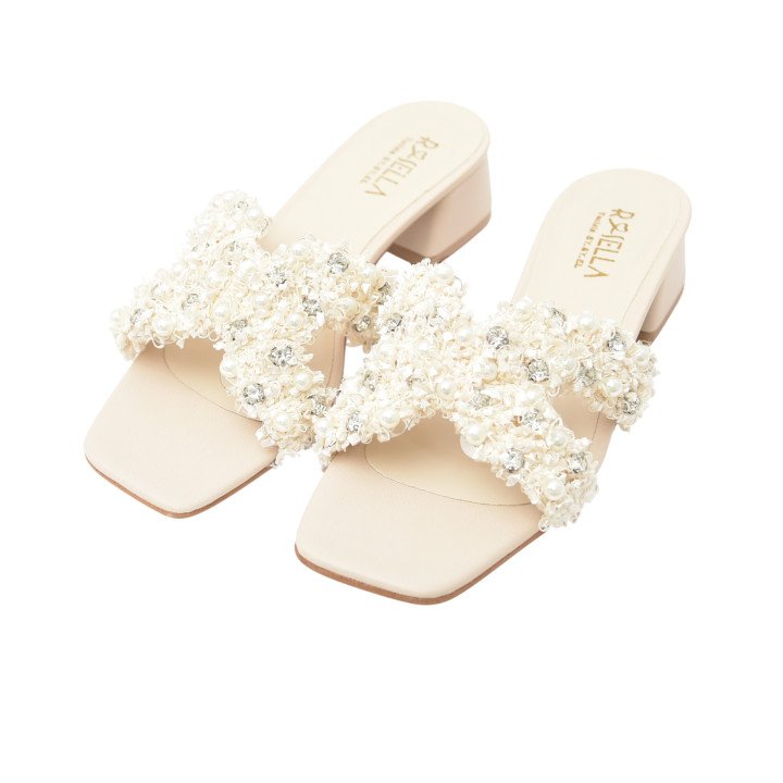 Mule à Talon avec Brides Texturées