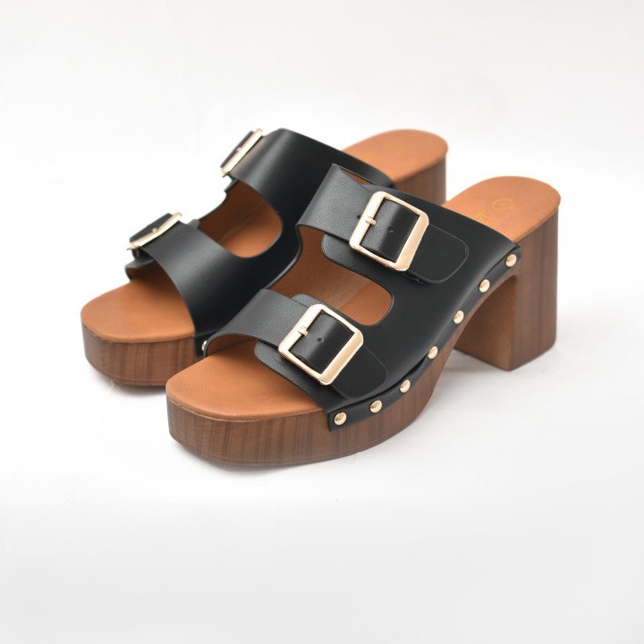 Mule à talon plateforme à doubles brides
