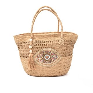 Grand Panier de Plage en Paille Tressée