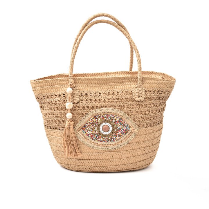 Grand Panier de Plage en Paille Tressée