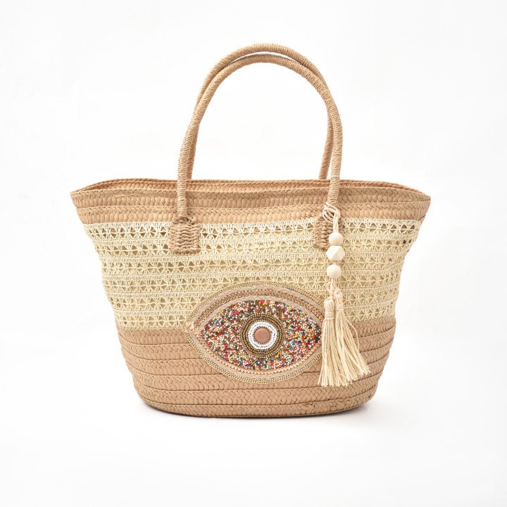 Grand Panier de Plage en Paille Tressée