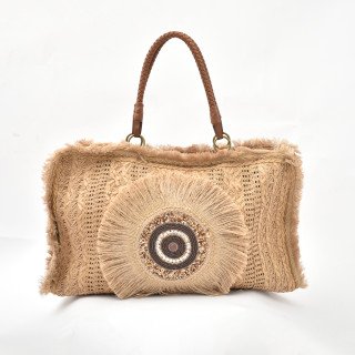 Grand Sac en Paille Tressée à Franges