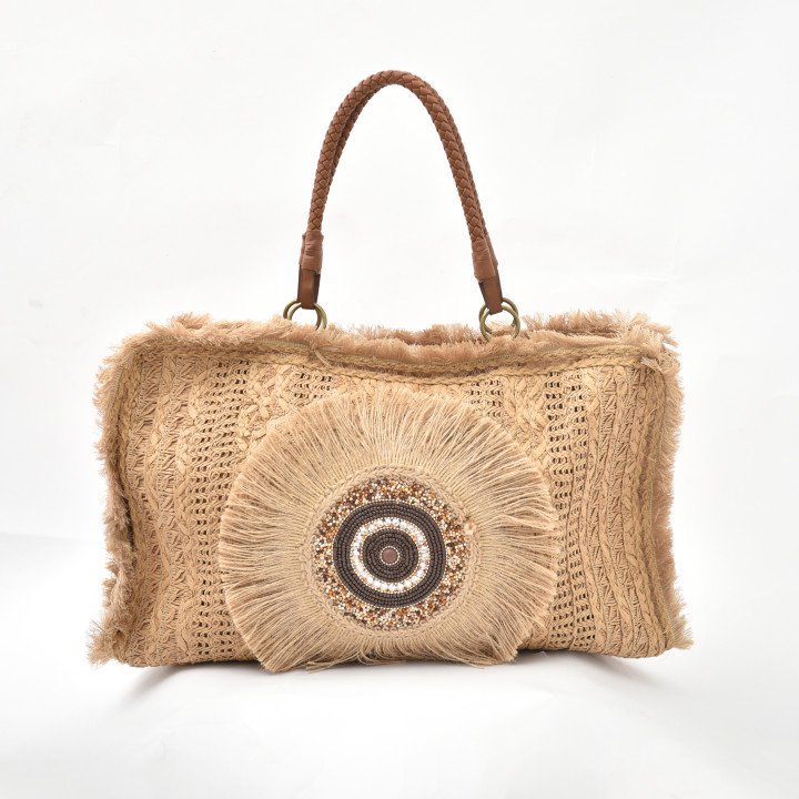 Grand Sac en Paille Tressée à Franges