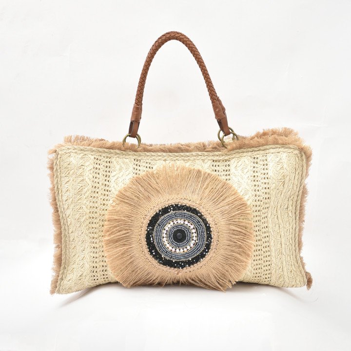 Grand Sac en Paille Tressée à Franges
