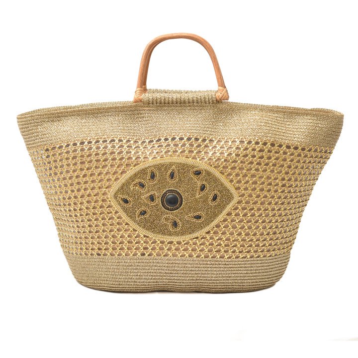 Maxi Panier de Plage en Paille Dorée