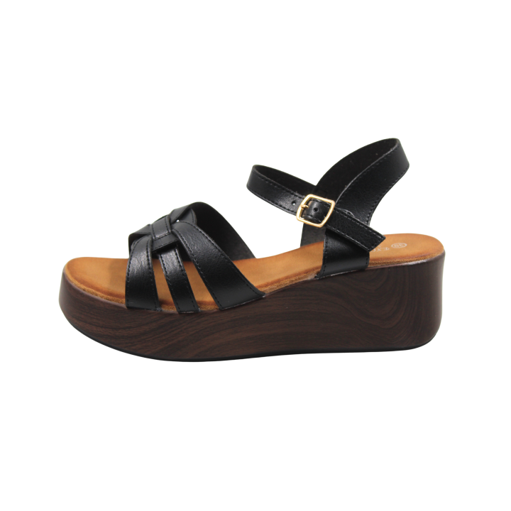 Sandales compensées en cuir