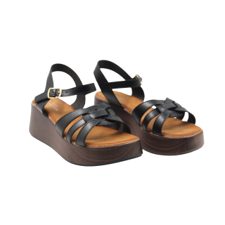 Sandales compensées en cuir