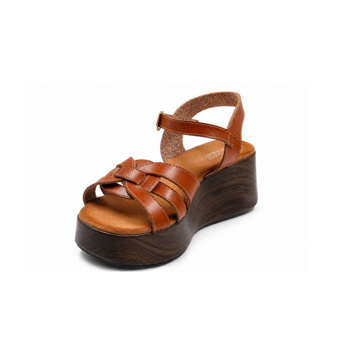 Sandales compensées en cuir
