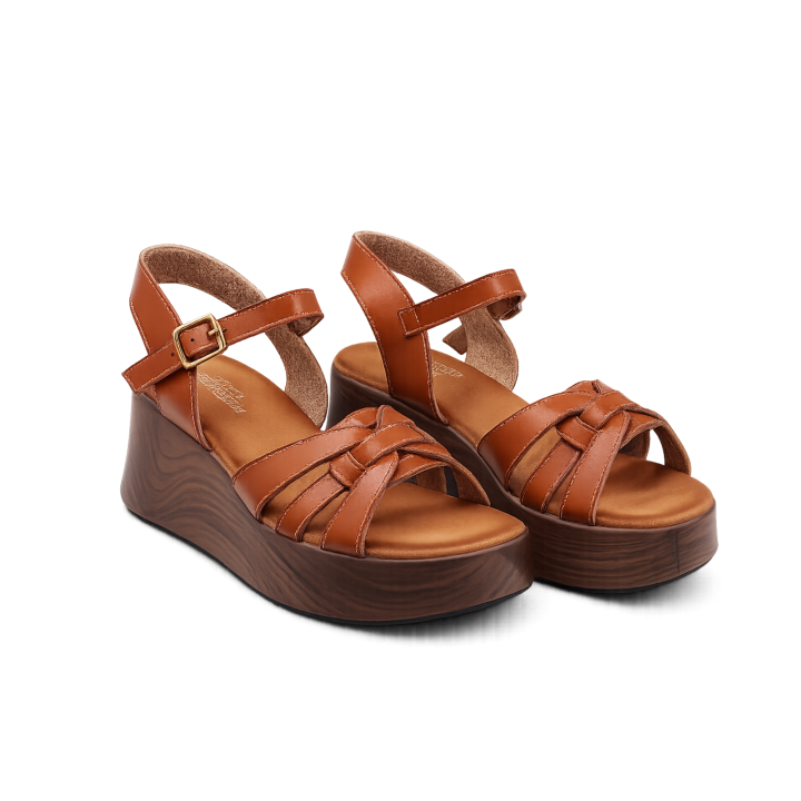 Sandales compensées en cuir